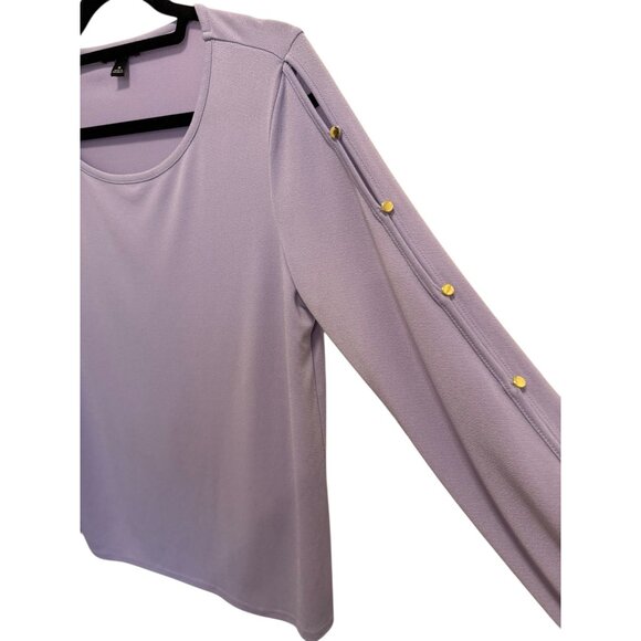 Roz & Ali Lilac Long Sleeve Top With Gold Button Detail - Picture 5 of 7